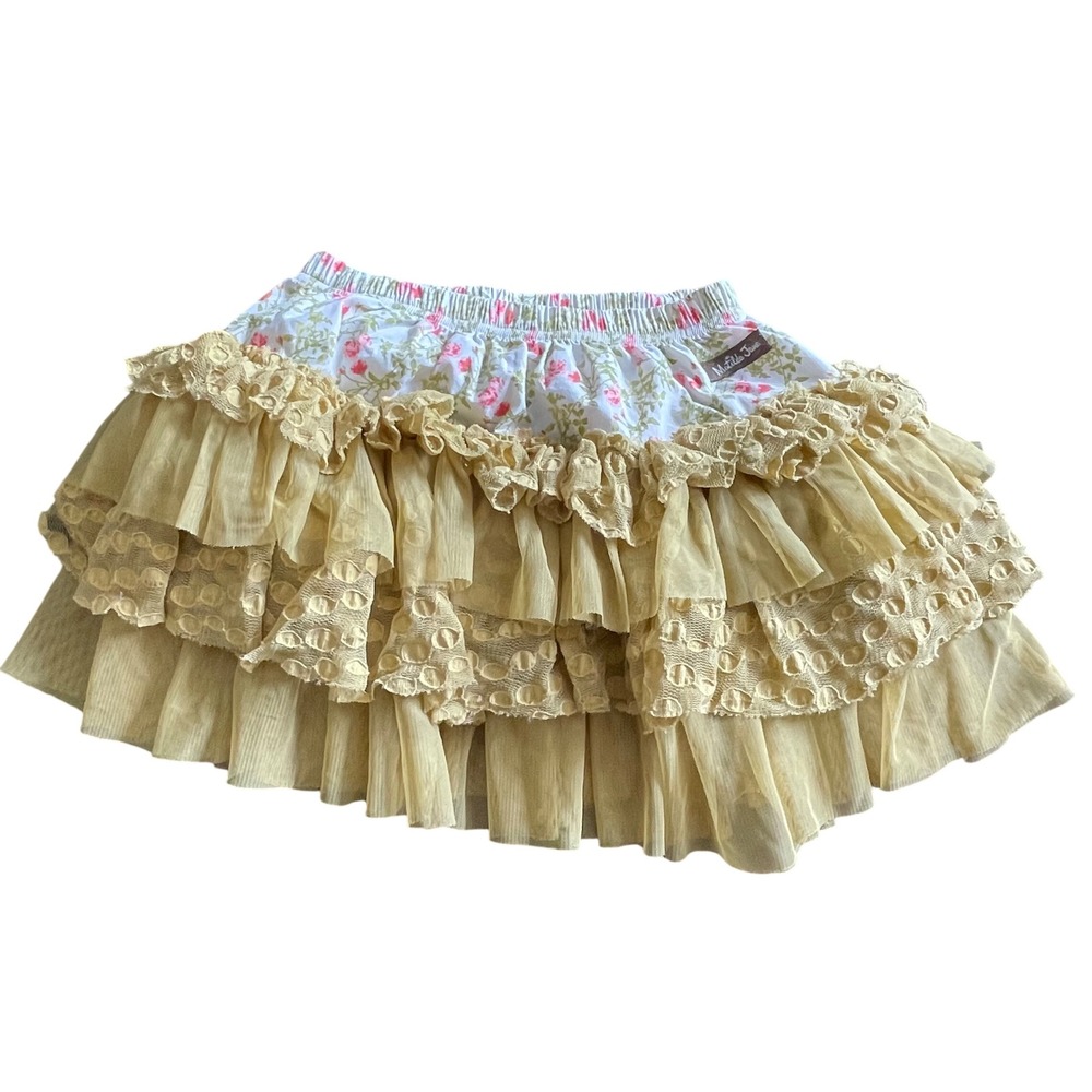 Matilda Jane Serendipity Girls Tiered Ruffle Skirt Floral Mustard Yellow Size 6